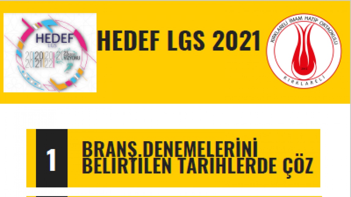 HEDEF LGS 2021 8.SINIF BRANŞ DENEMELERİ